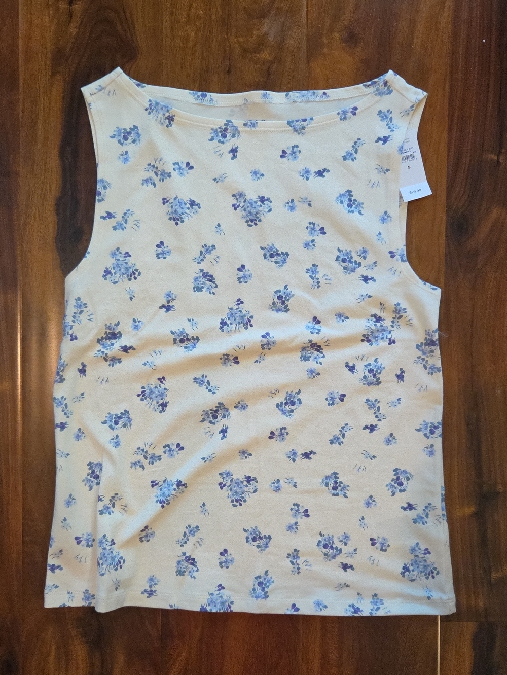 GAP Boatneck Tank Top Light Blue Floral - Picture 4 of 10